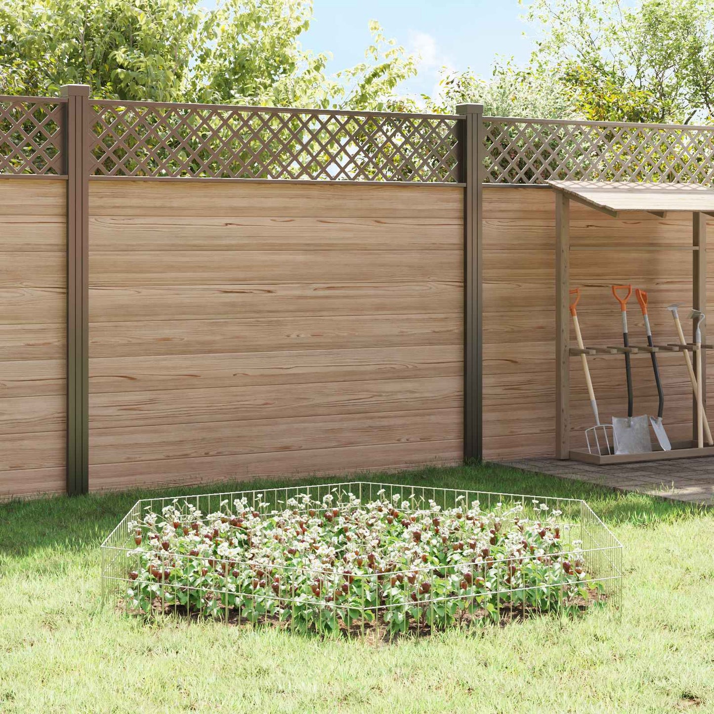 Garden Fence Panel 12 pcs Galvanised Steel Silver