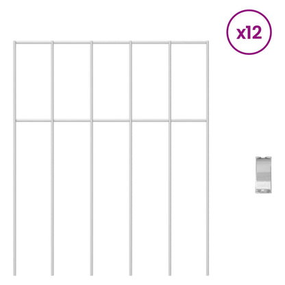 Garden Fence Panel 12 pcs Galvanised Steel Silver