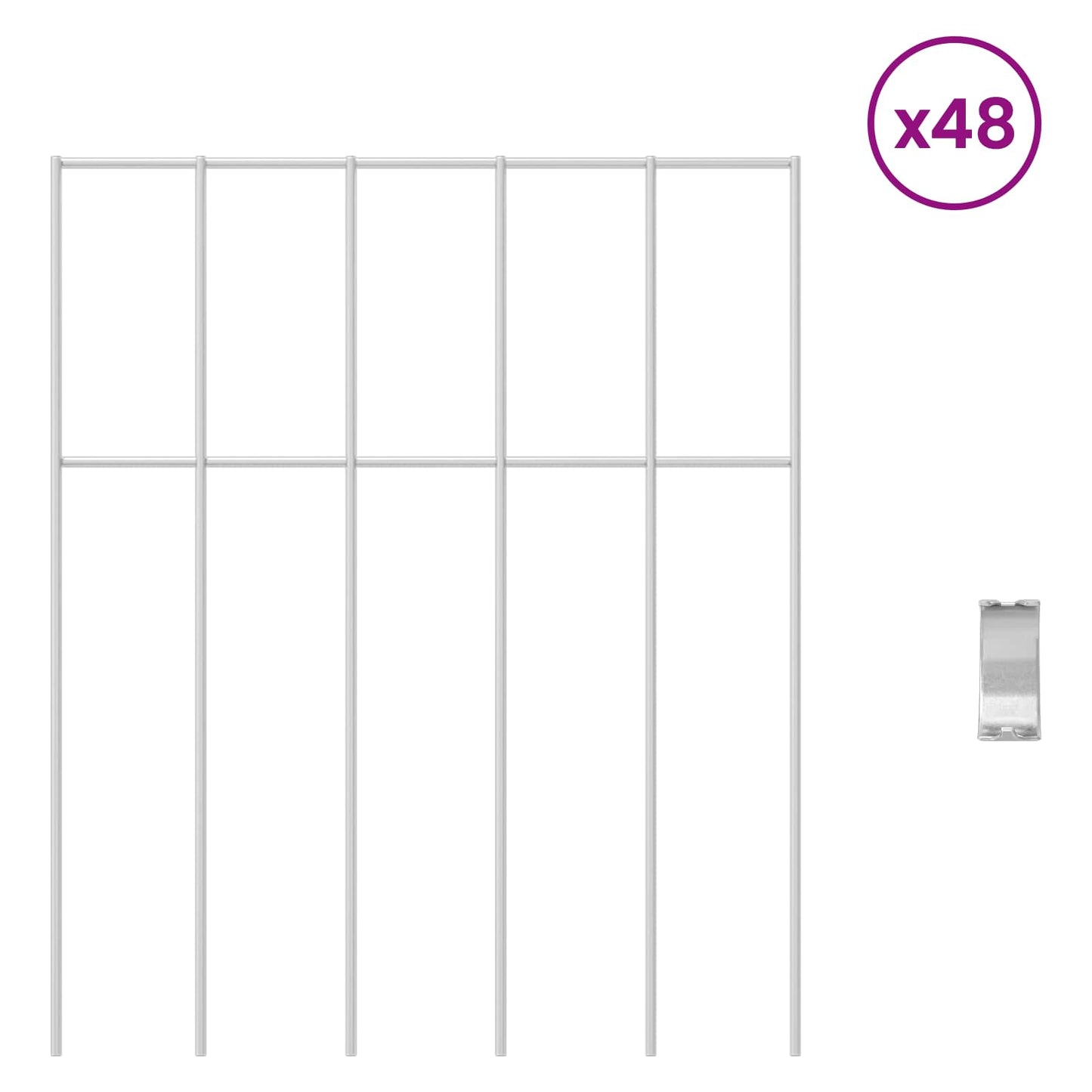 Garden Fence Panel 48 pcs Galvanised Steel Silver