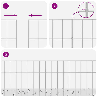 Garden Fence Panel 48 pcs Galvanised Steel Silver