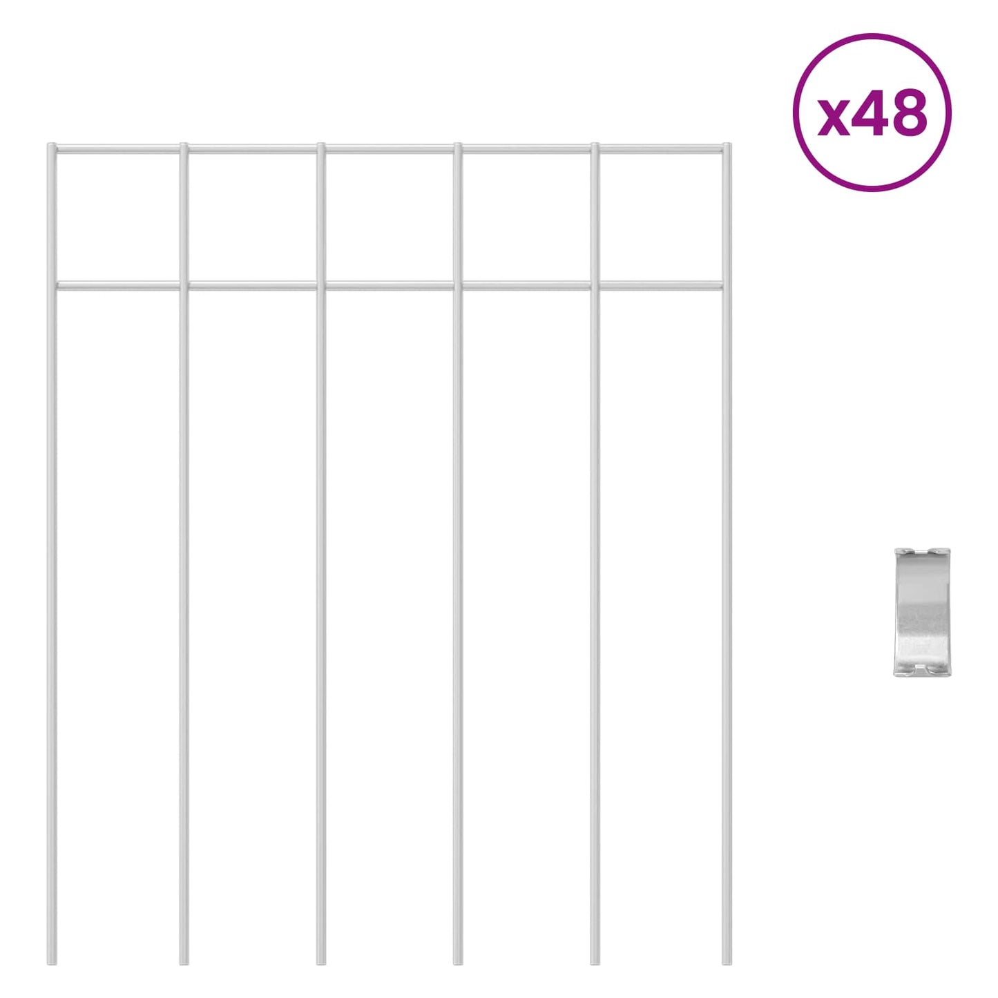 Garden Fence Panel 48 pcs Galvanised Steel Silver