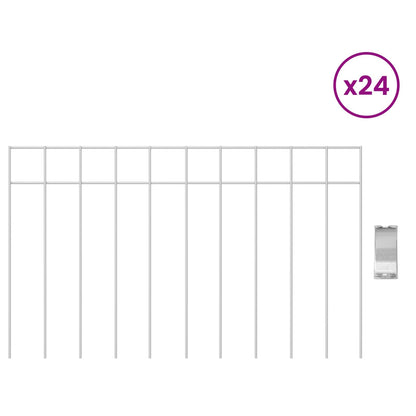 Garden Fence Panel 24 pcs Galvanised Steel Silver