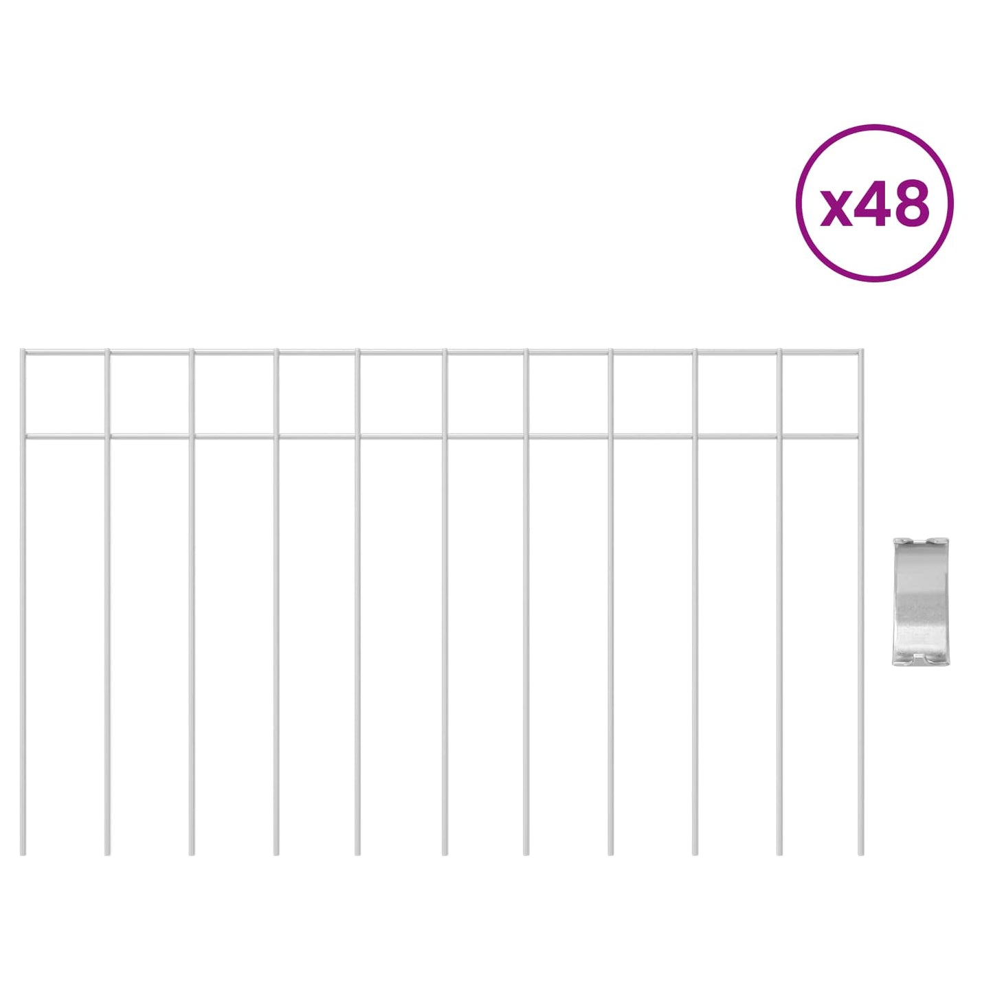 Garden Fence Panel 48 pcs Galvanised Steel Silver
