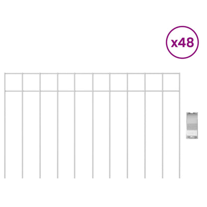 Garden Fence Panel 48 pcs Galvanised Steel Silver