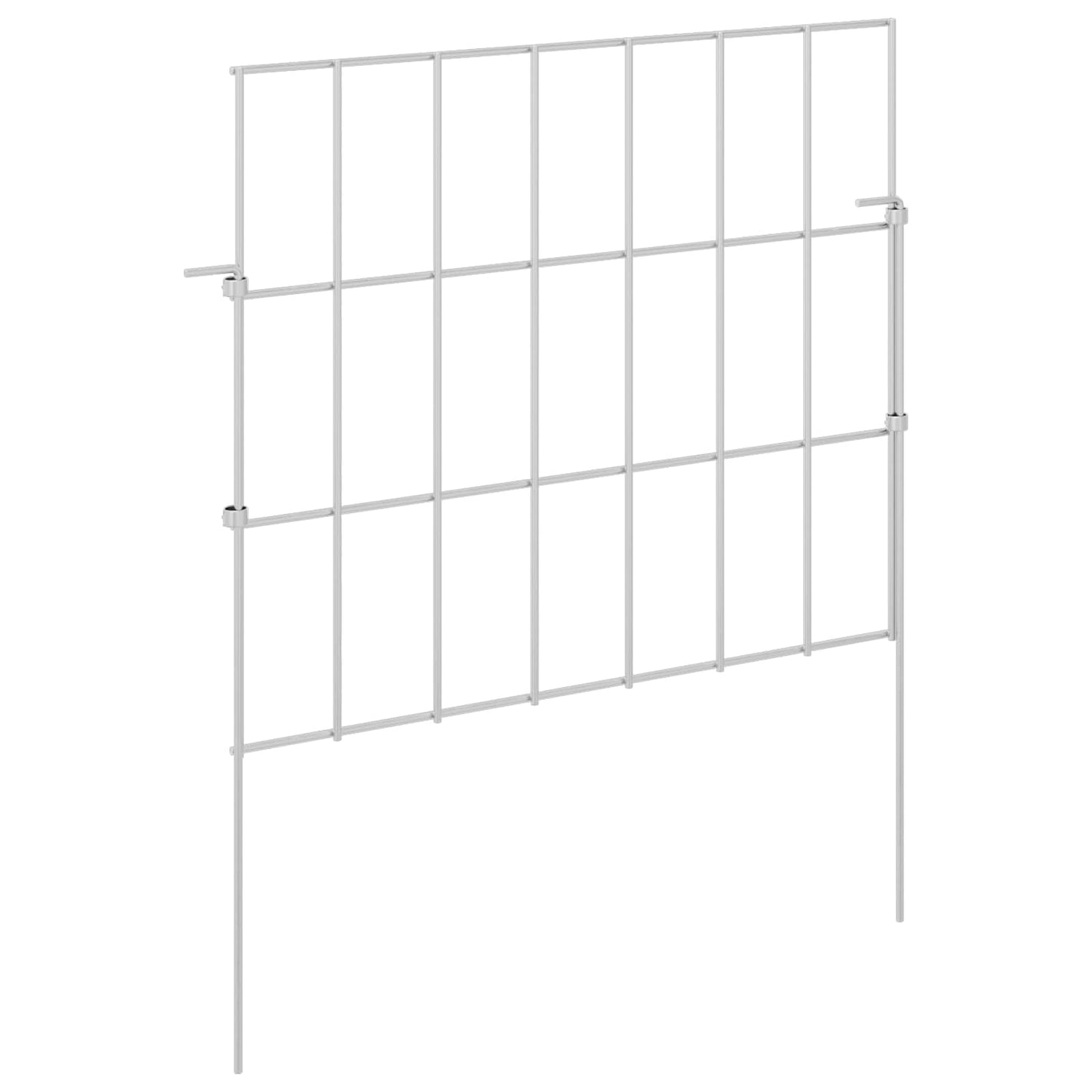 Garden Fence with Stakes 12 pcs 35 x 30 cm Mesh Silver