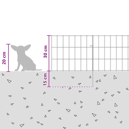 Garden Fence with Stakes 12 pcs 35 x 30 cm Mesh Silver