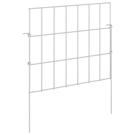 Garden Fence with Stakes 24 pcs 35 x 30 cm Mesh Silver