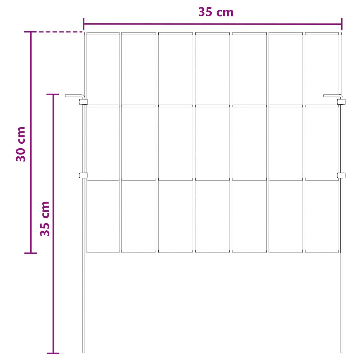 Garden Fence with Stakes 24 pcs 35 x 30 cm Mesh Silver