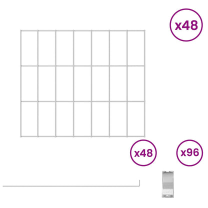 Garden Fence with Stakes 48 pcs 35 x 30 cm Mesh Silver