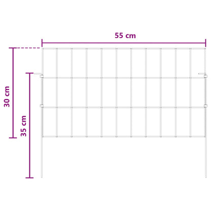Garden Fence with Stakes 12 pcs 55 x 30 cm Mesh Silver
