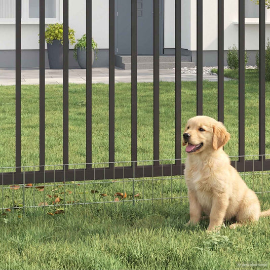 Garden Fence with Stakes 24 pcs 55 x 30 cm Mesh Silver