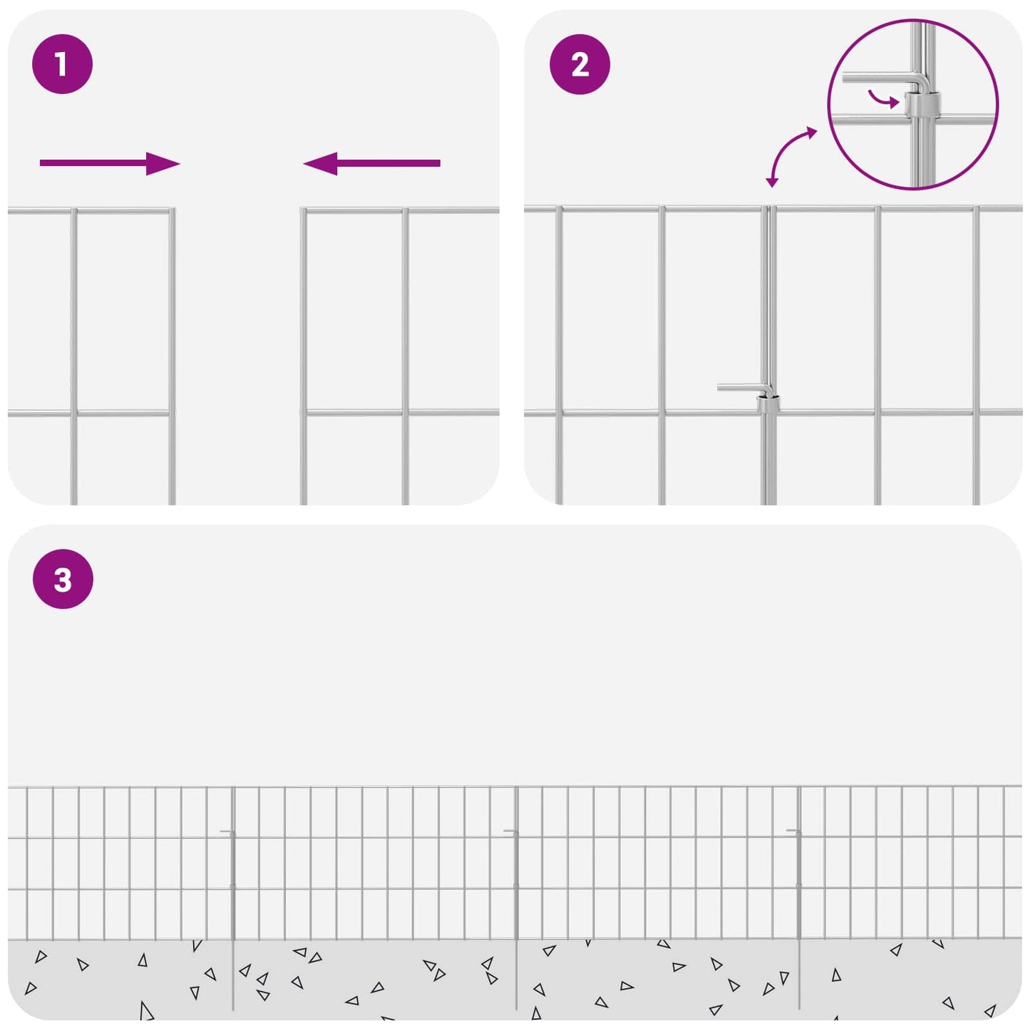 Garden Fence with Stakes 48 pcs 55 x 30 cm Mesh Silver