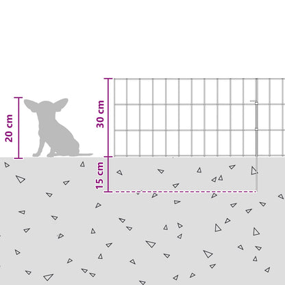 Garden Fence with Stakes 48 pcs 55 x 30 cm Mesh Silver