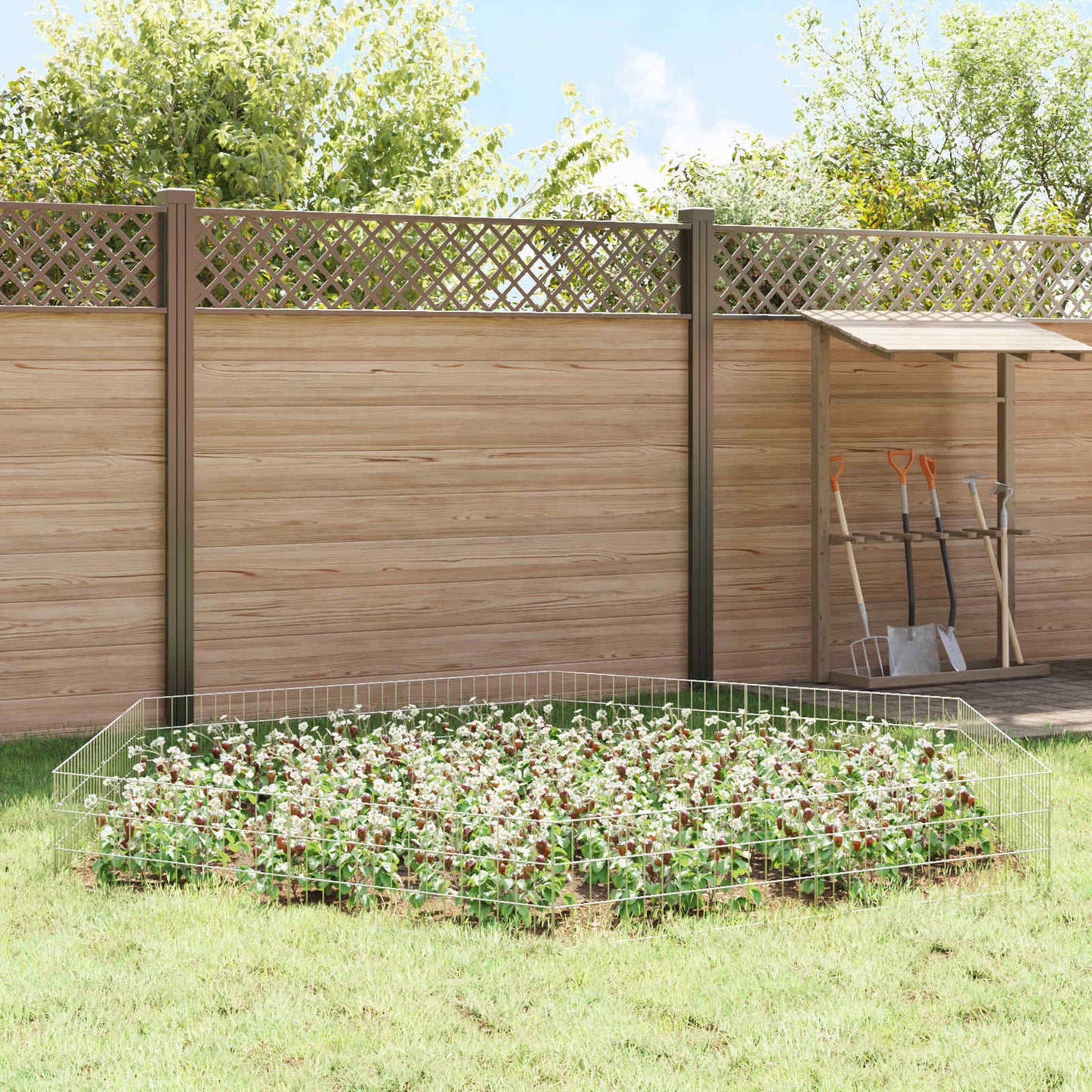 Garden Fence with Stakes 24 pcs 75 x 30 cm Mesh Silver