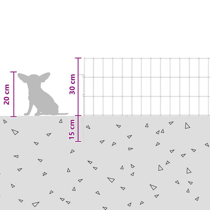 Garden Fence with Stakes 24 pcs 75 x 30 cm Mesh Silver