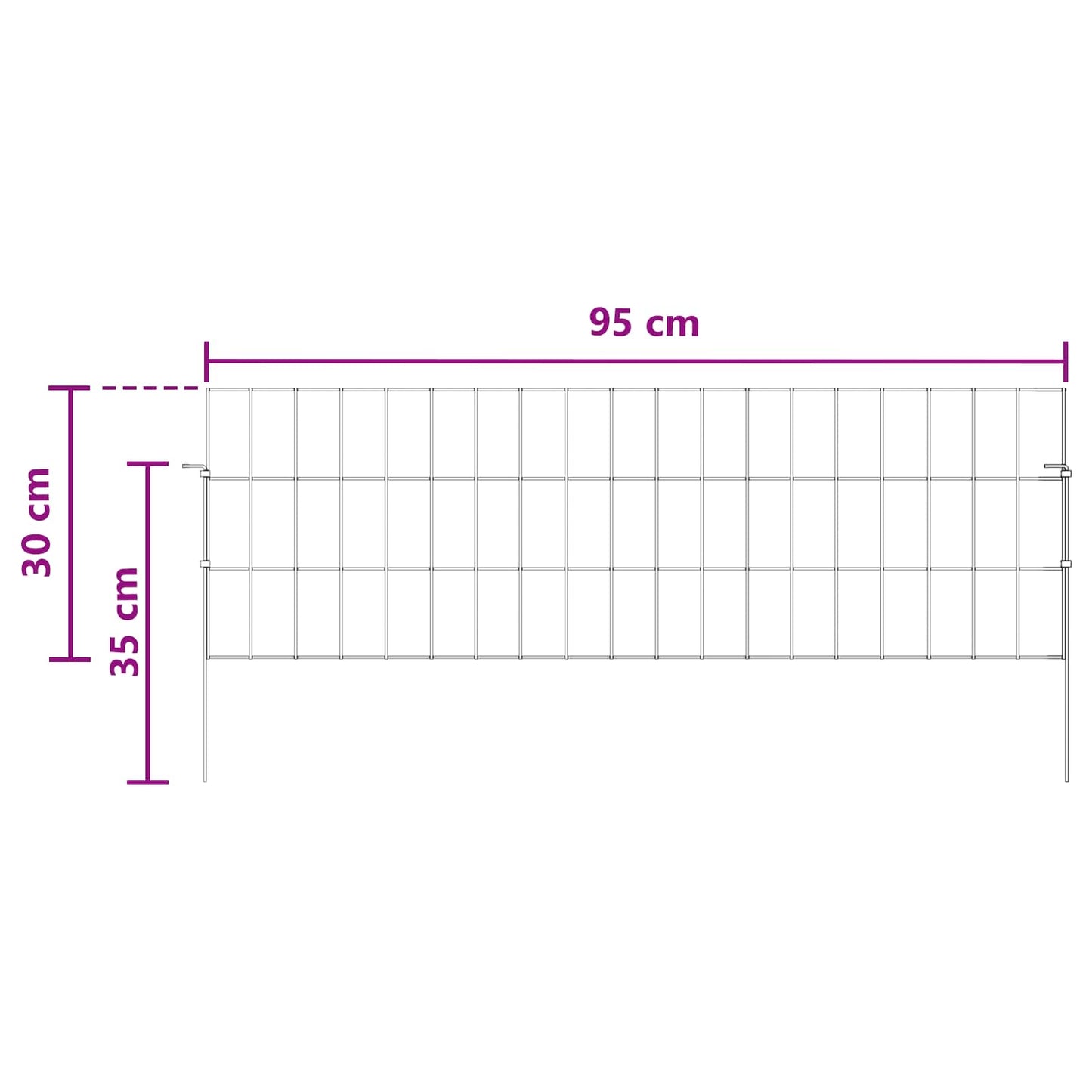 Garden Fence with Stakes 12 pcs 95 x 30 cm Mesh Silver