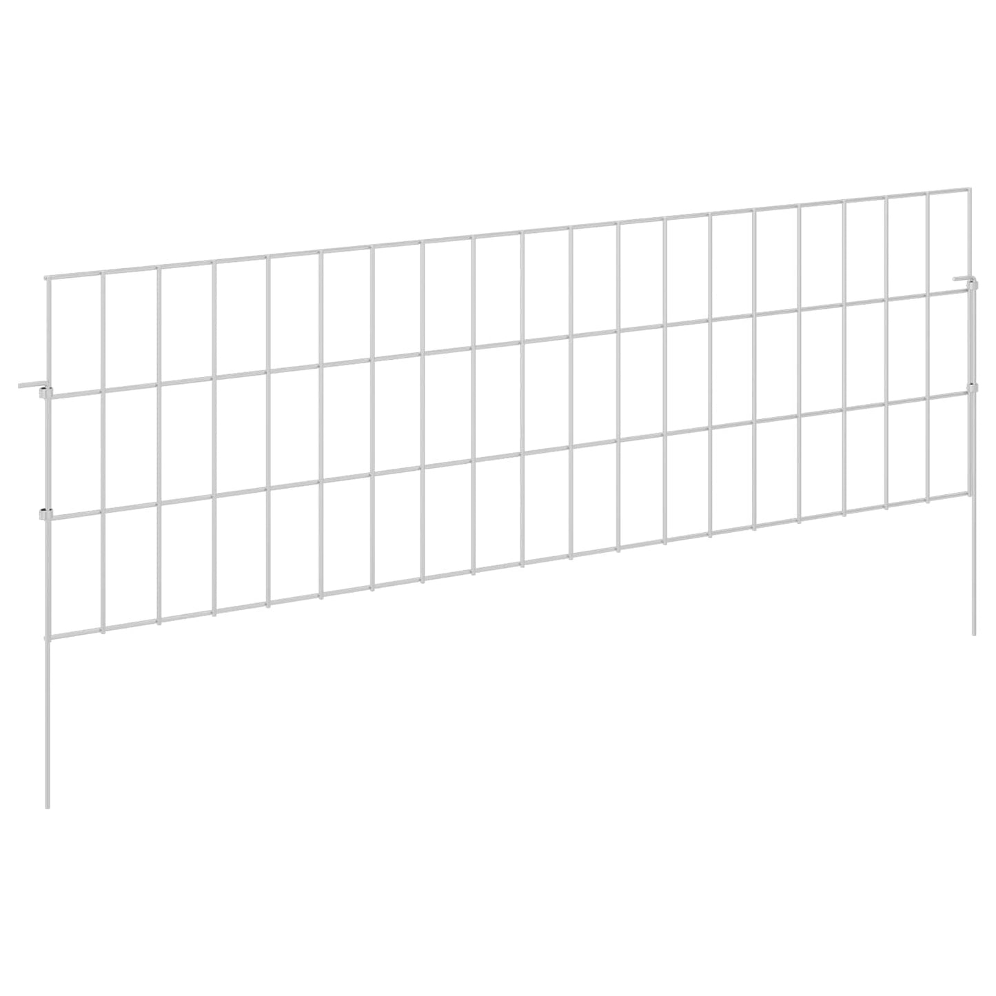 Garden Fence with Stakes 24 pcs 95 x 30 cm Mesh Silver