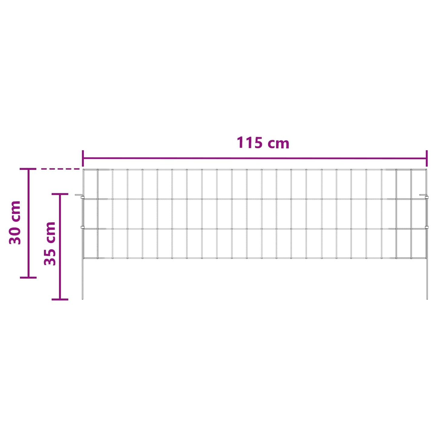 Garden Fence with Stakes 12 pcs 115 x 30 cm Mesh Silver