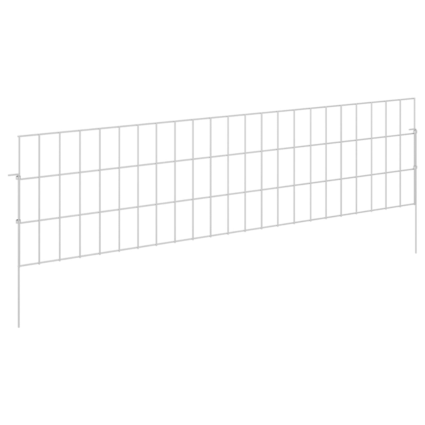 Garden Fence with Stakes 24 pcs 115 x 30 cm Mesh Silver
