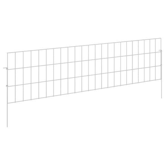 Garden Fence with Stakes 24 pcs 115 x 30 cm Mesh Silver