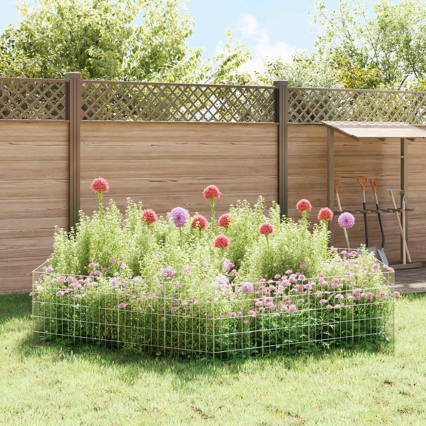 Garden Fence with Stakes 12 pcs 35 x 50 cm Mesh Silver