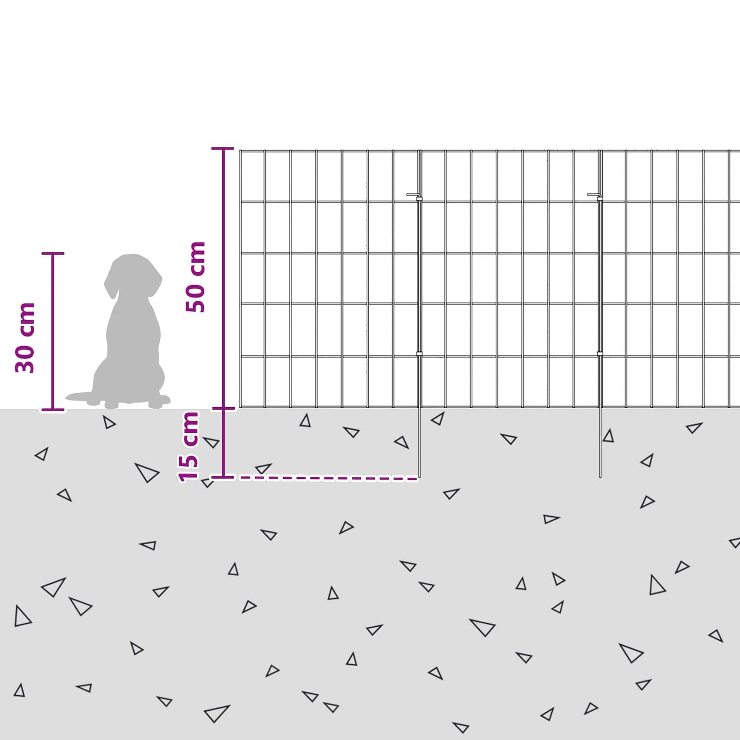 Garden Fence with Stakes 12 pcs 35 x 50 cm Mesh Silver