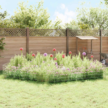 Garden Fence with Stakes 12 pcs 55 x 50 cm Mesh Silver