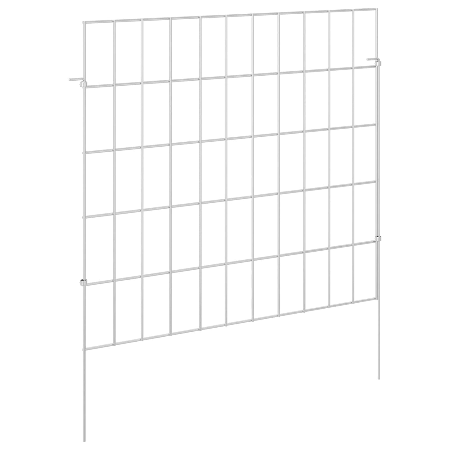 Garden Fence with Stakes 12 pcs 55 x 50 cm Mesh Silver