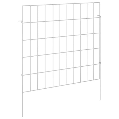 Garden Fence with Stakes 12 pcs 55 x 50 cm Mesh Silver