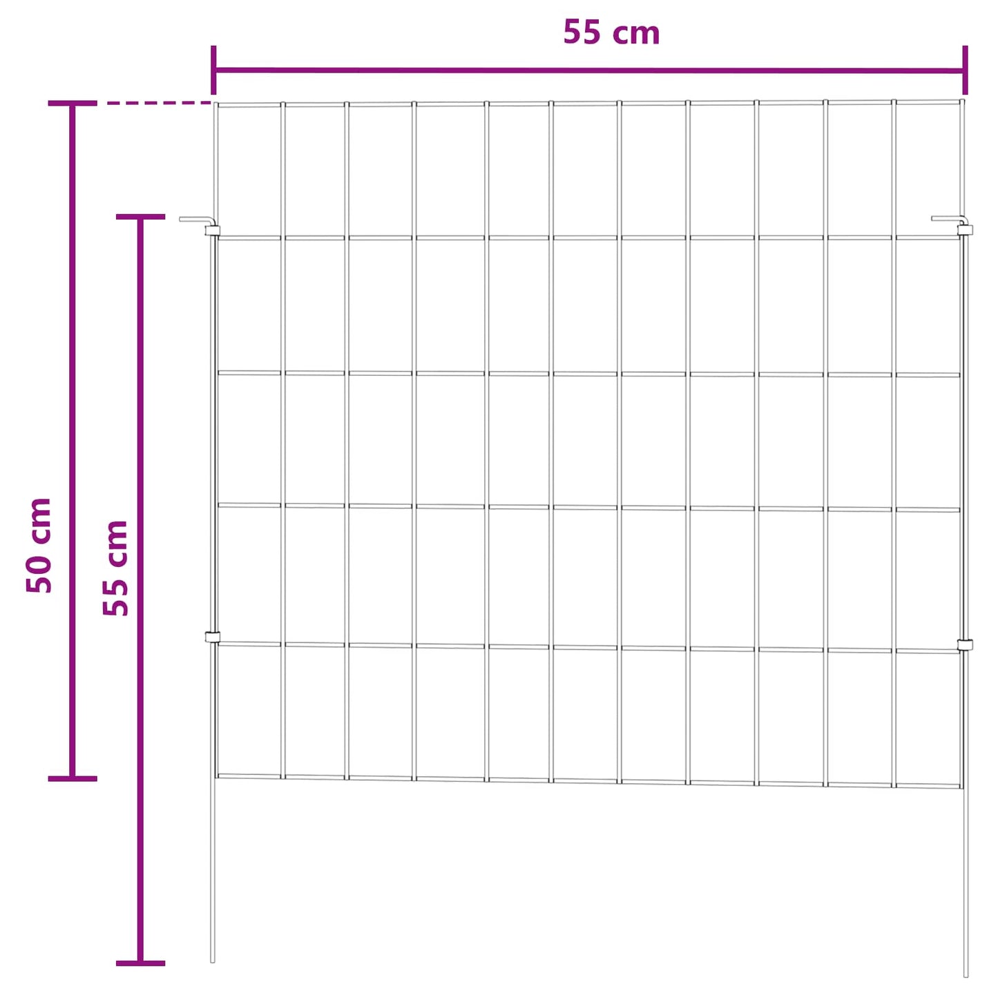 Garden Fence with Stakes 12 pcs 55 x 50 cm Mesh Silver