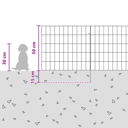 Garden Fence with Stakes 24 pcs 55 x 50 cm Mesh Silver