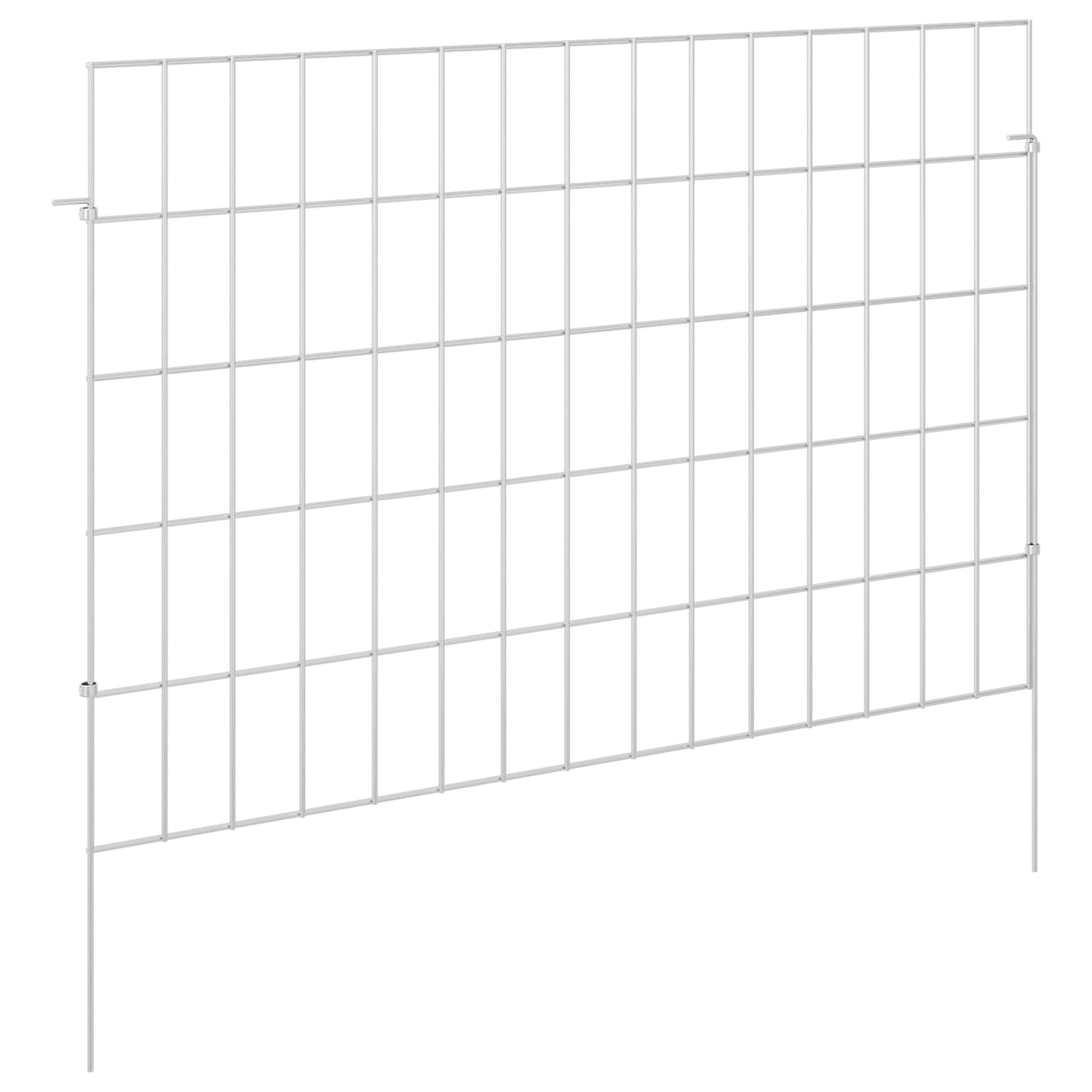 Garden Fence with Stakes 12 pcs 75 x 50 cm Mesh Silver