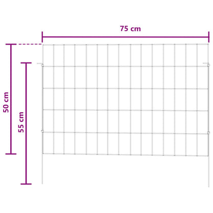 Garden Fence with Stakes 12 pcs 75 x 50 cm Mesh Silver
