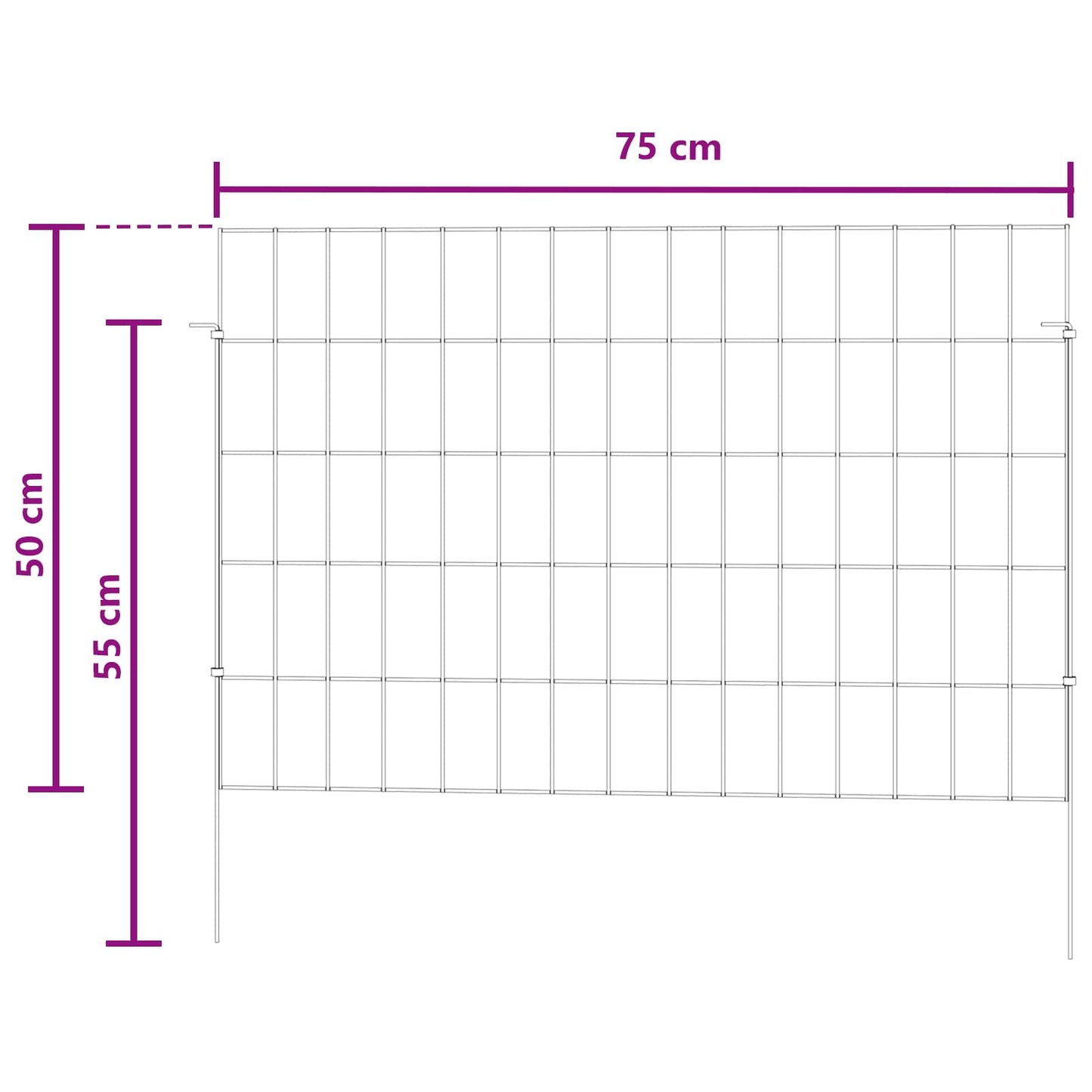 Garden Fence with Stakes 24 pcs 75 x 50 cm Mesh Silver