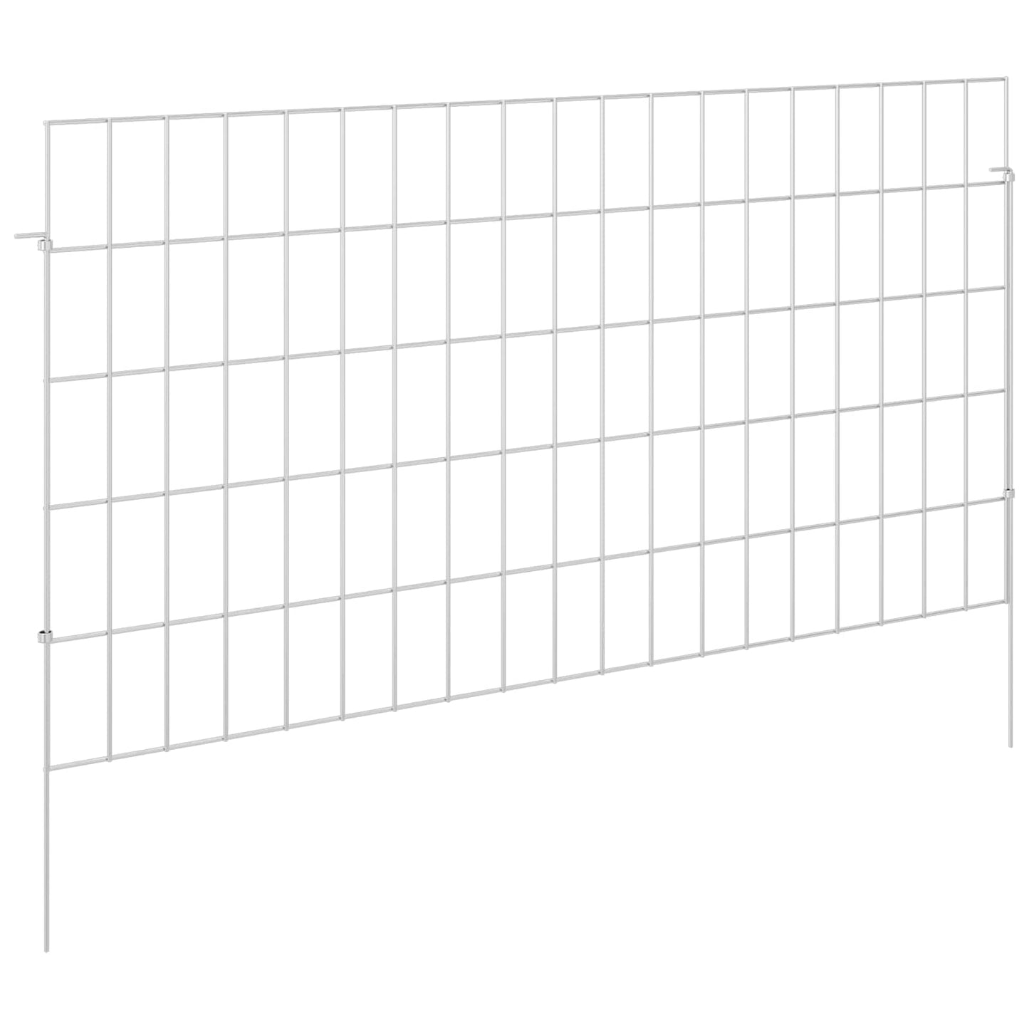 Garden Fence with Stakes 12 pcs 95 x 50 cm Mesh Silver