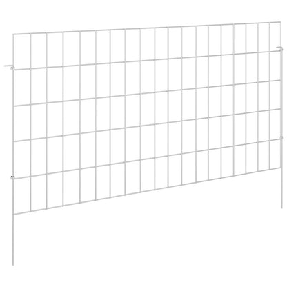 Garden Fence with Stakes 12 pcs 95 x 50 cm Mesh Silver