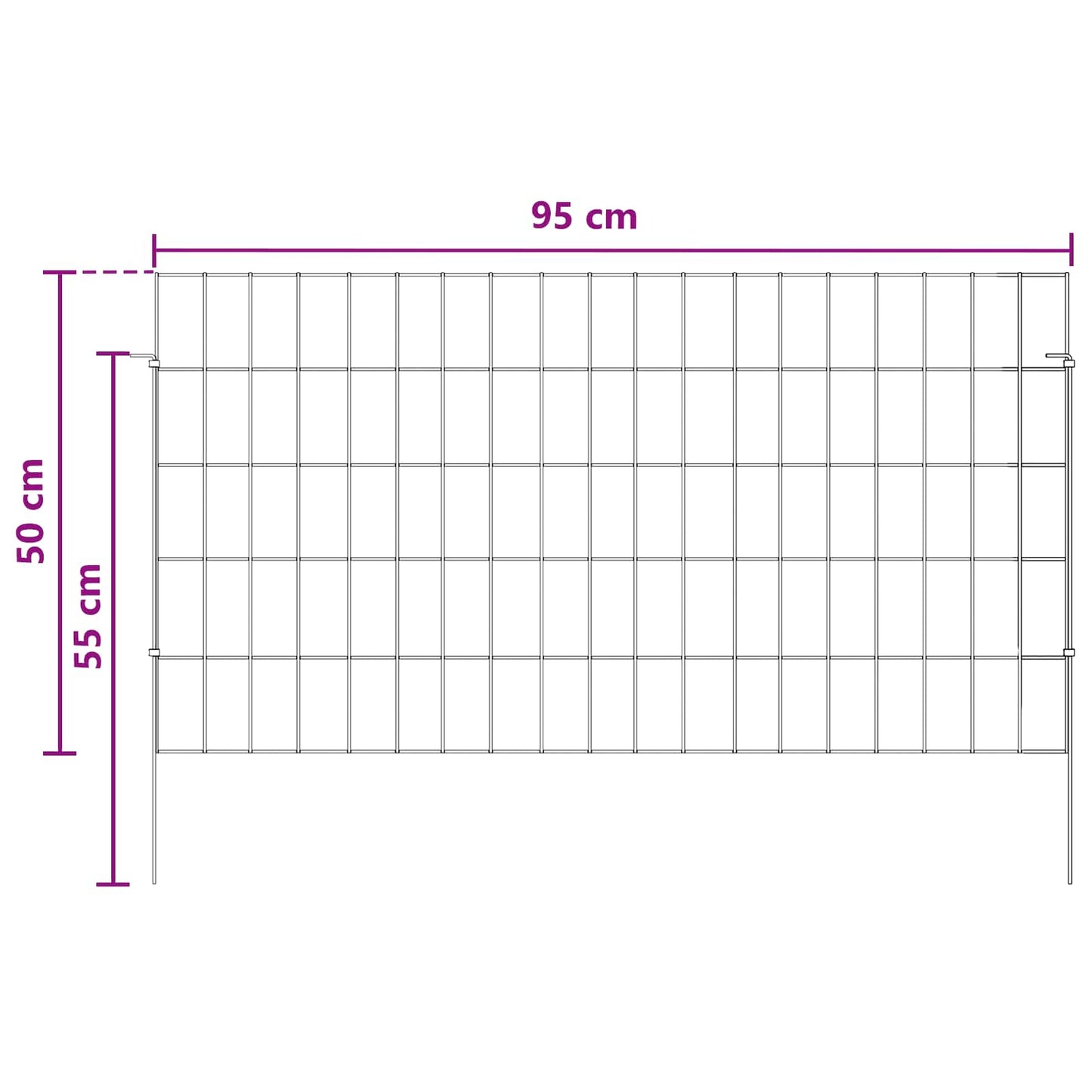 Garden Fence with Stakes 12 pcs 95 x 50 cm Mesh Silver
