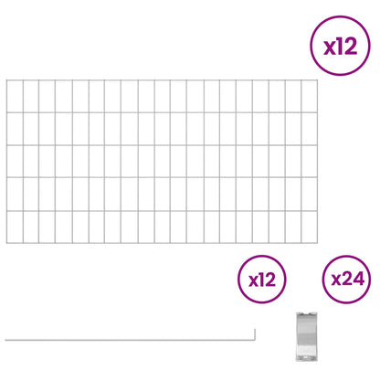 Garden Fence with Stakes 12 pcs 95 x 50 cm Mesh Silver