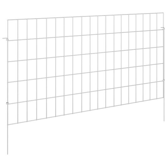 Garden Fence with Stakes 24 pcs 95 x 50 cm Mesh Silver