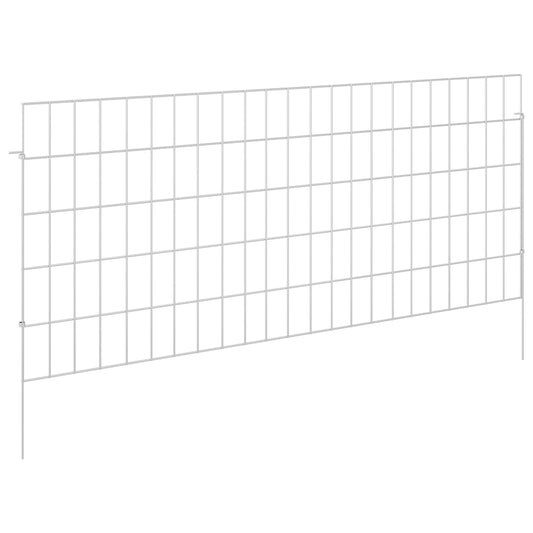 Garden Fence with Stakes 12 pcs 115 x 50 cm Mesh Silver
