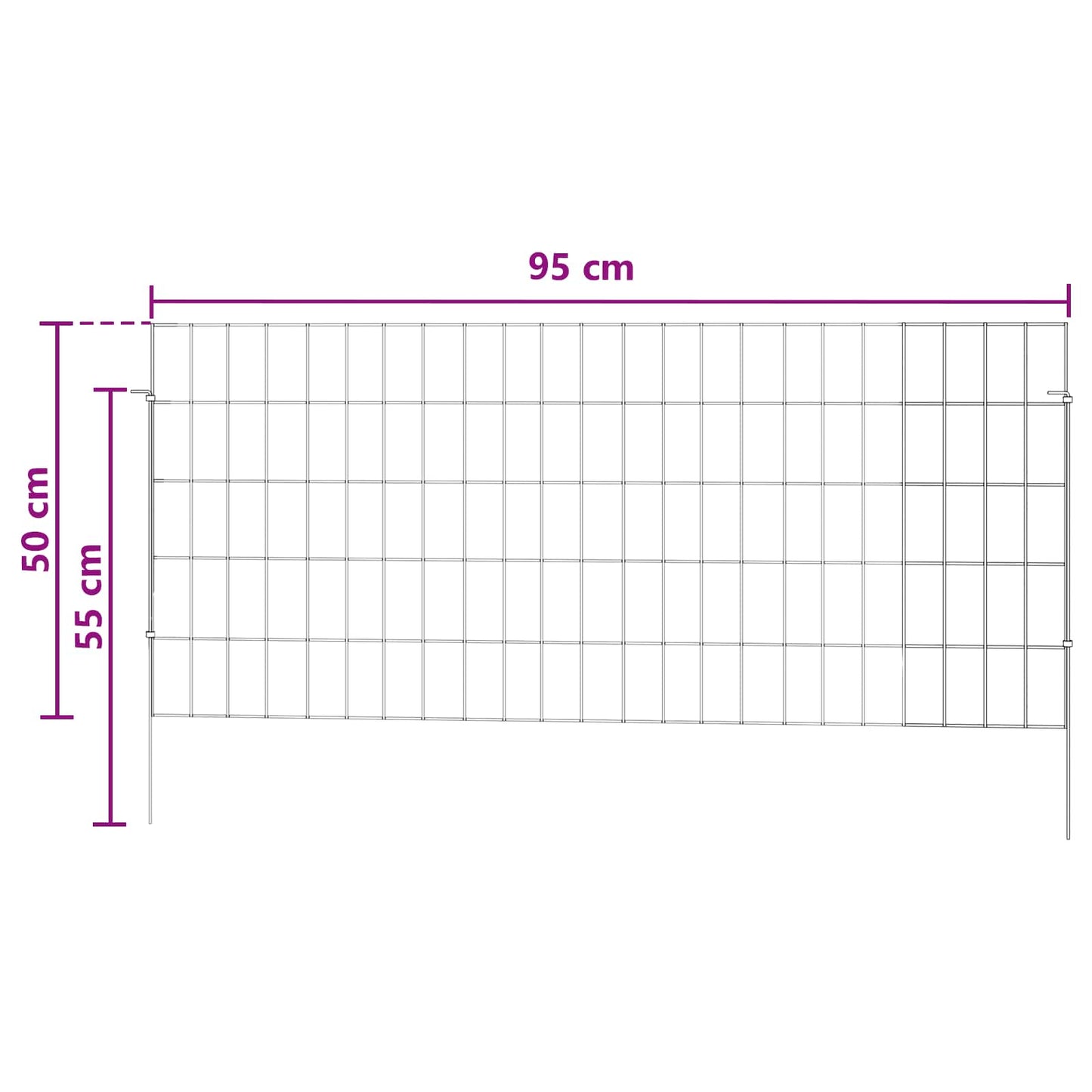 Garden Fence with Stakes 12 pcs 115 x 50 cm Mesh Silver