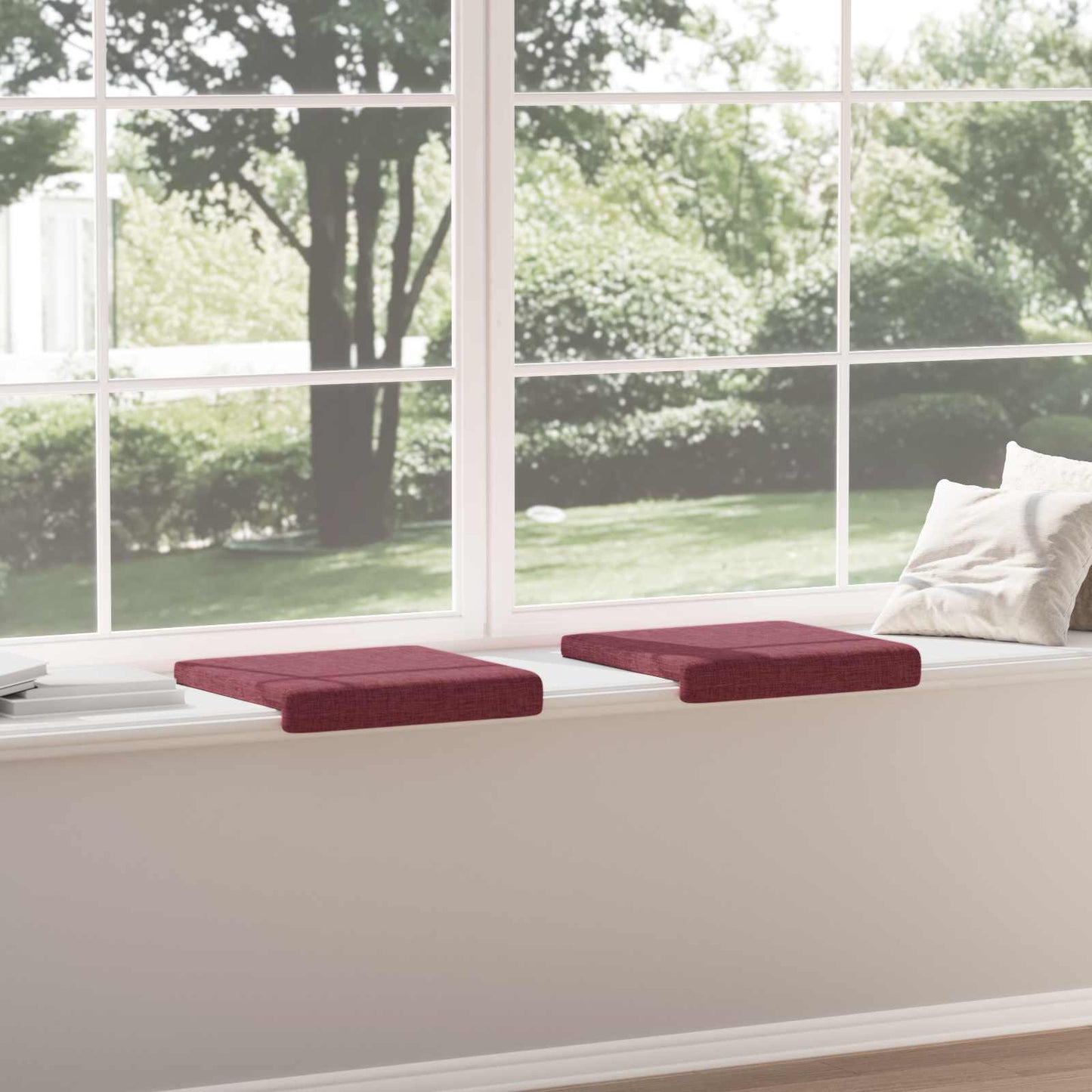 Bench Cushion 2 pcs Fabric Wine Red Depth 35 cm