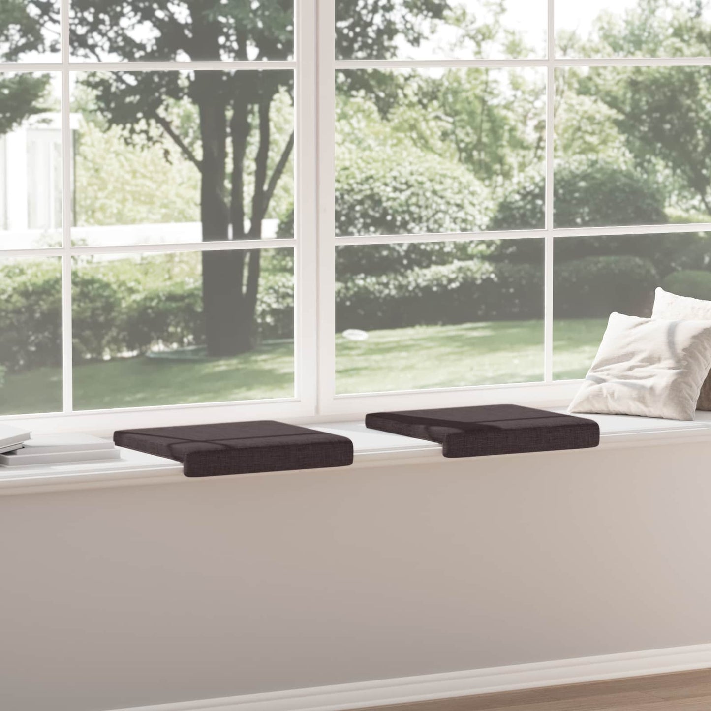 Bench Cushion 2 pcs Fabric Dark Brown Depth 35 cm