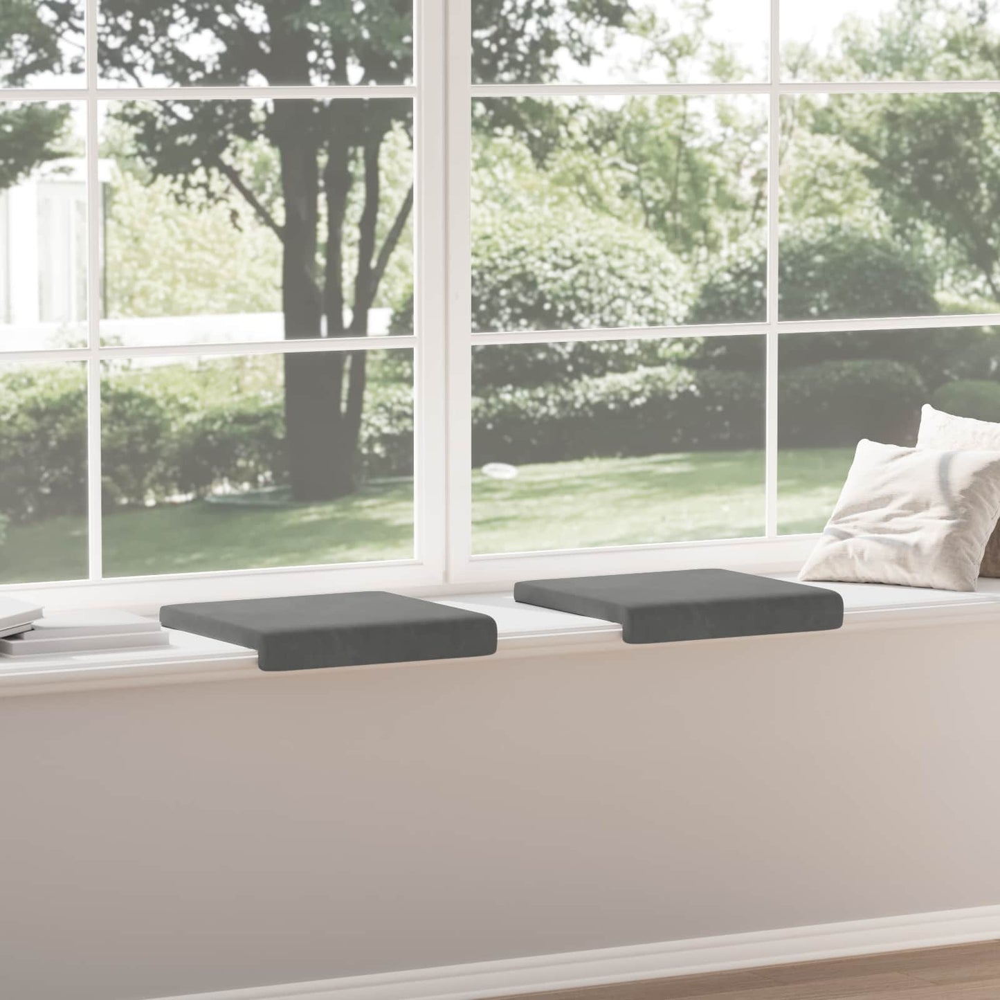 Bench Cushion 2 pcs Velvet Dark Grey Depth 35 cm
