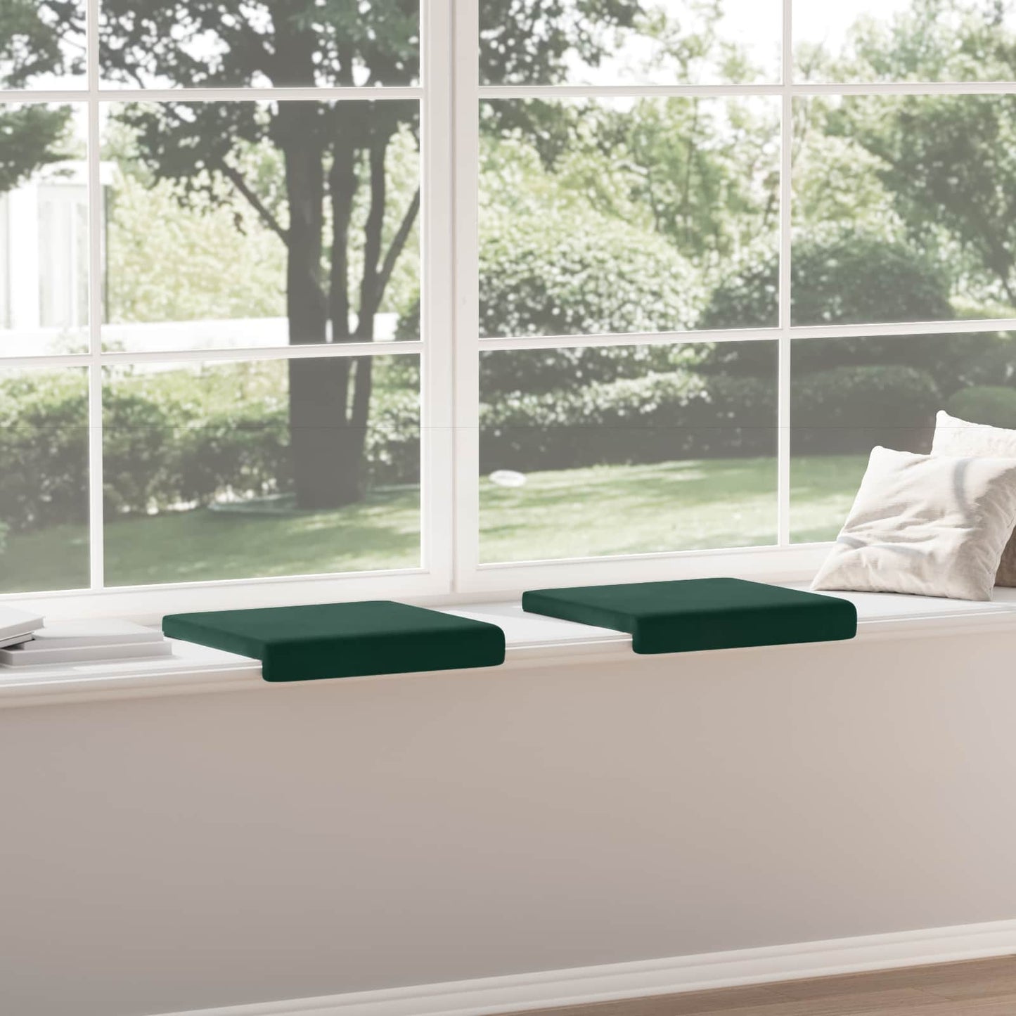 Bench Cushion 2 pcs Velvet Dark Green Depth 35 cm