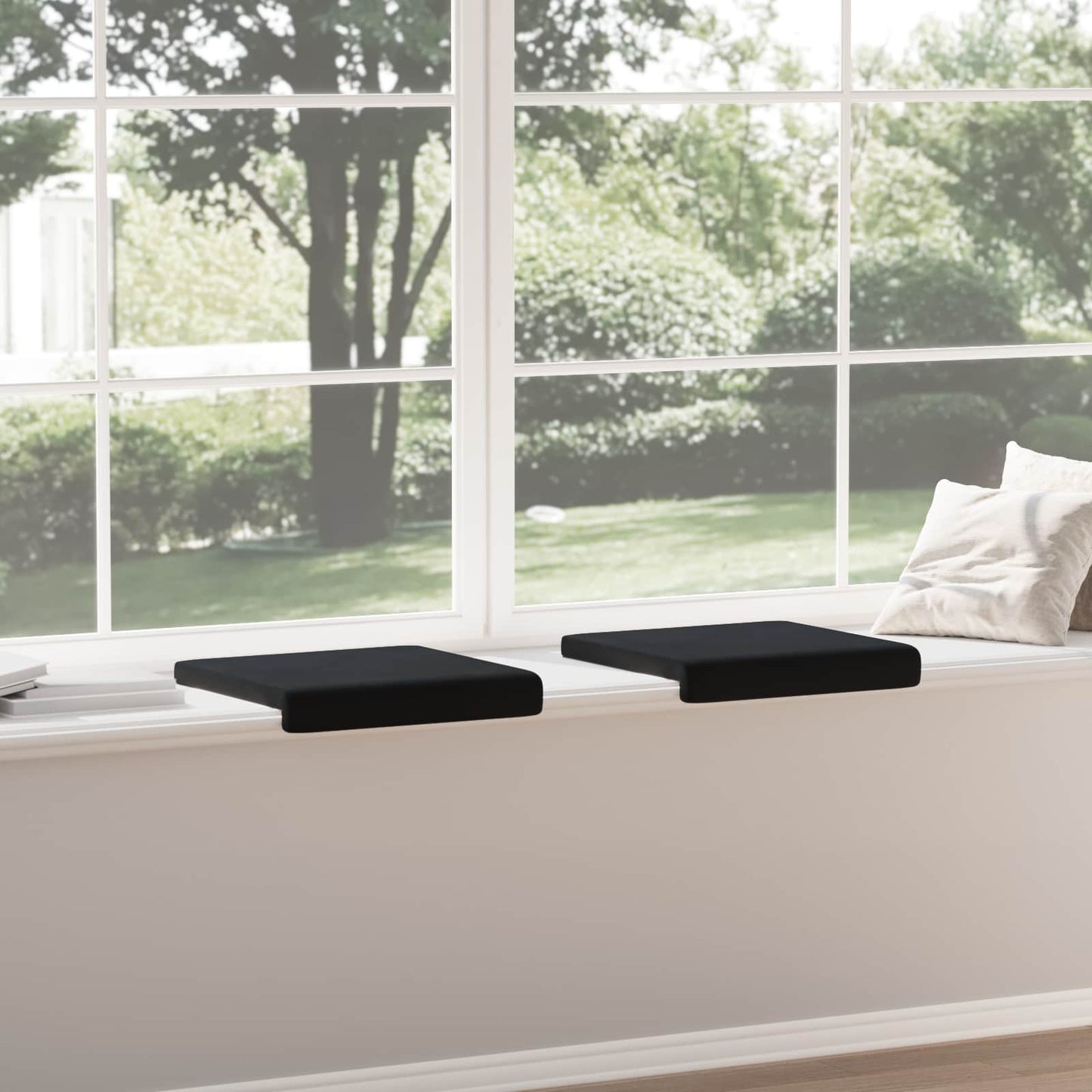 Bench Cushion 2 pcs Velvet Black Depth 35 cm