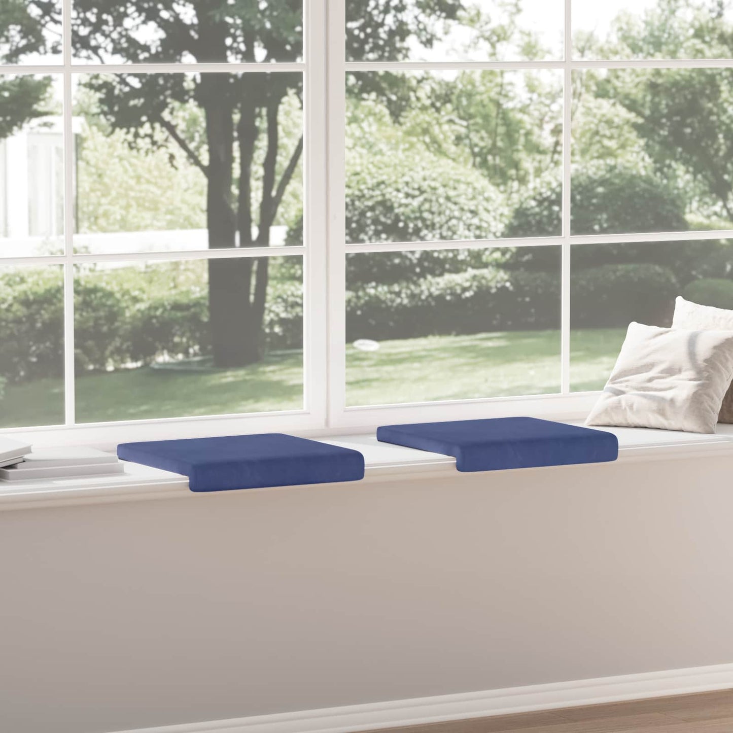 Bench Cushion 2 pcs Velvet Police Blue Depth 35 cm
