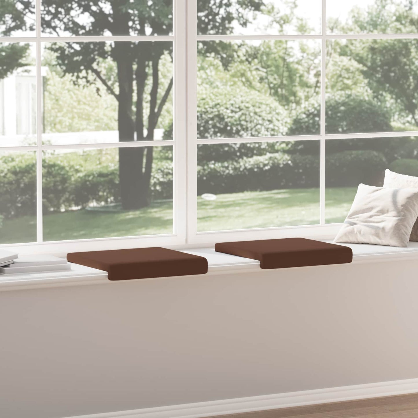 Bench Cushion 2 pcs Faux Leather Brown Depth 35 cm