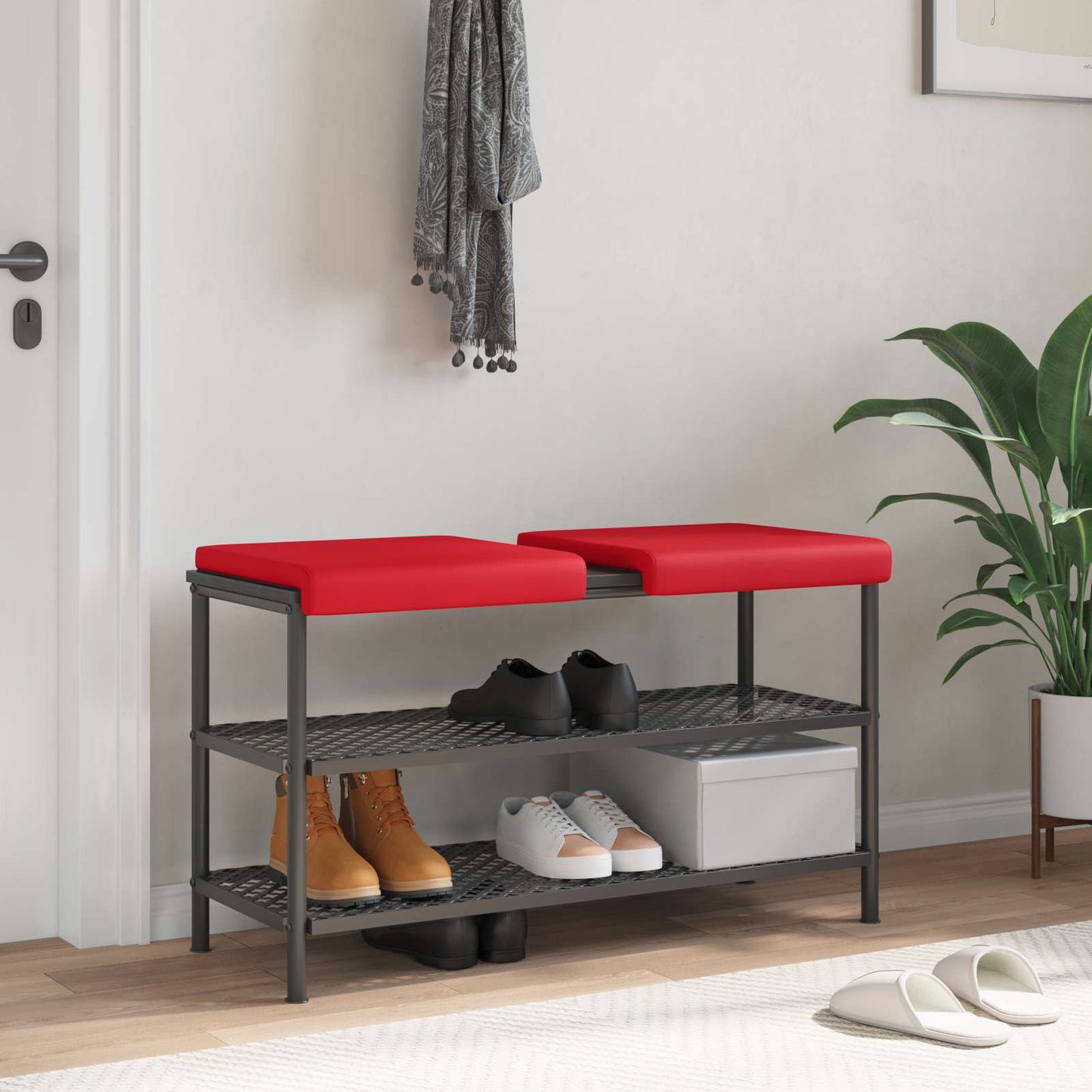 Bench Cushion 2 pcs Faux Leather Red Depth 35 cm