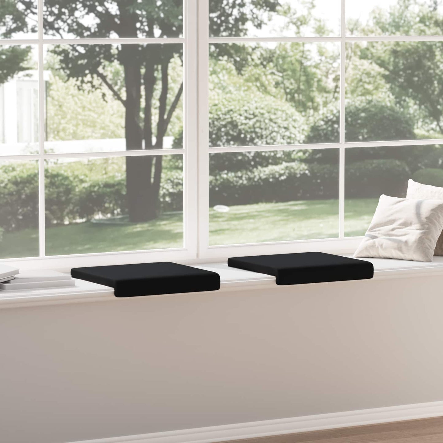 Bench Cushion 2 pcs Faux Leather Black Depth 35 cm